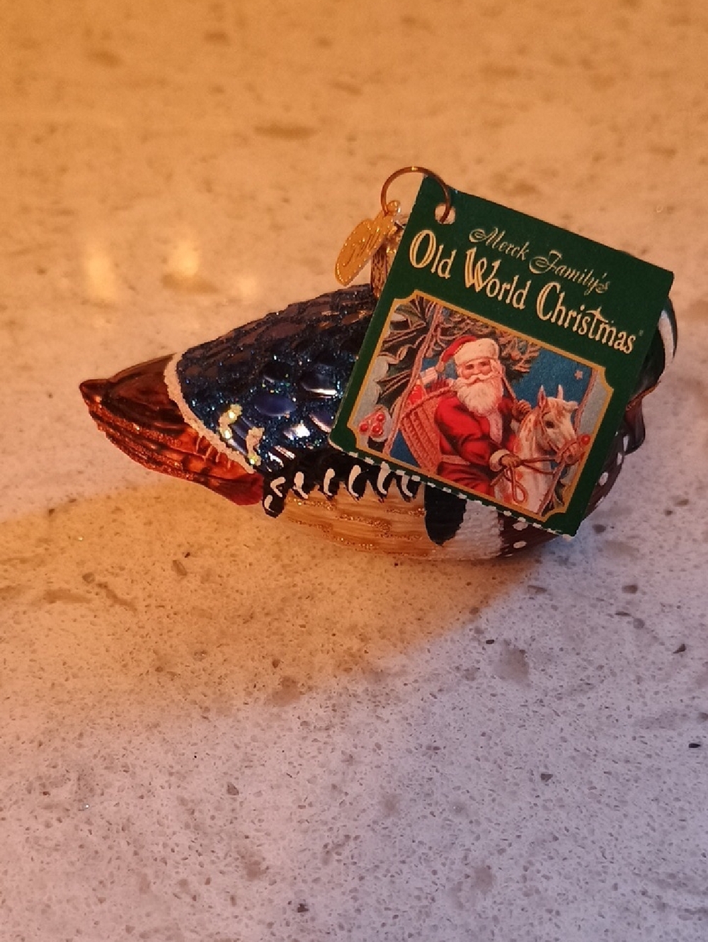 Old World  Christmas Hand-Painted Glass Wood Duck Ornament